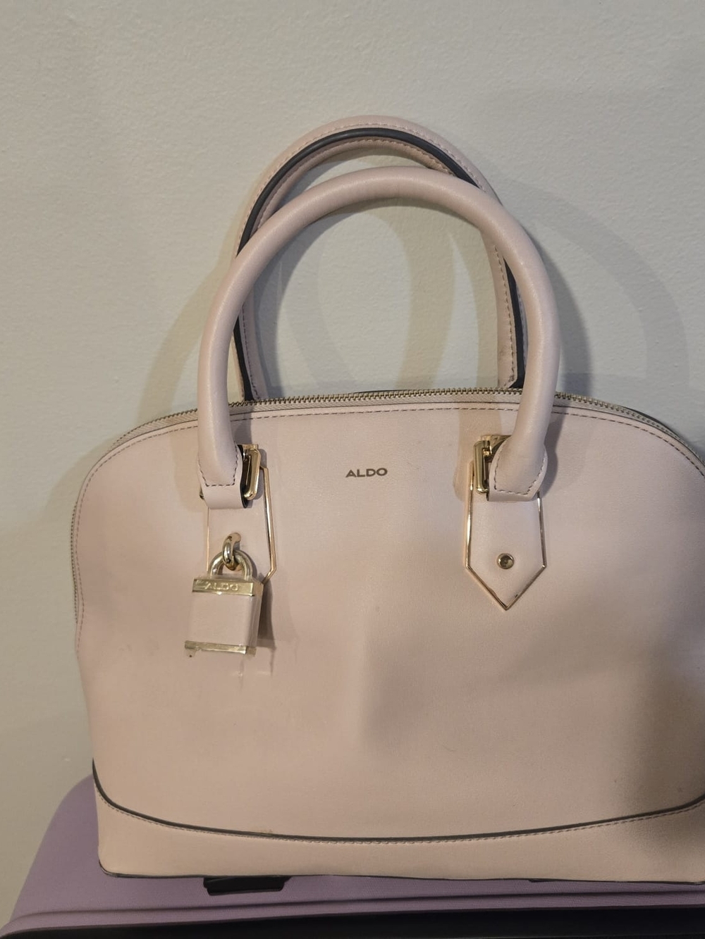 ALDO Light Pink Dome Satchel with Gold Hardware
